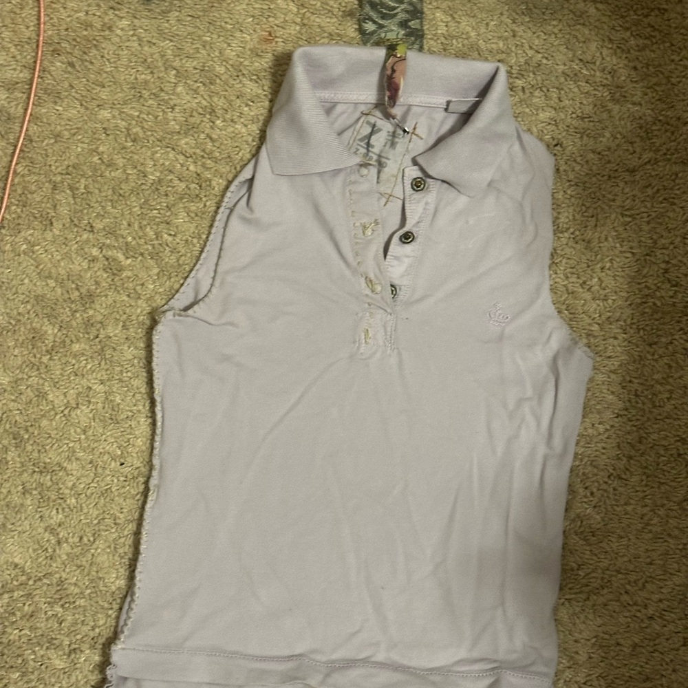 Sleeveless Polo Tank Top in Pale Lavender